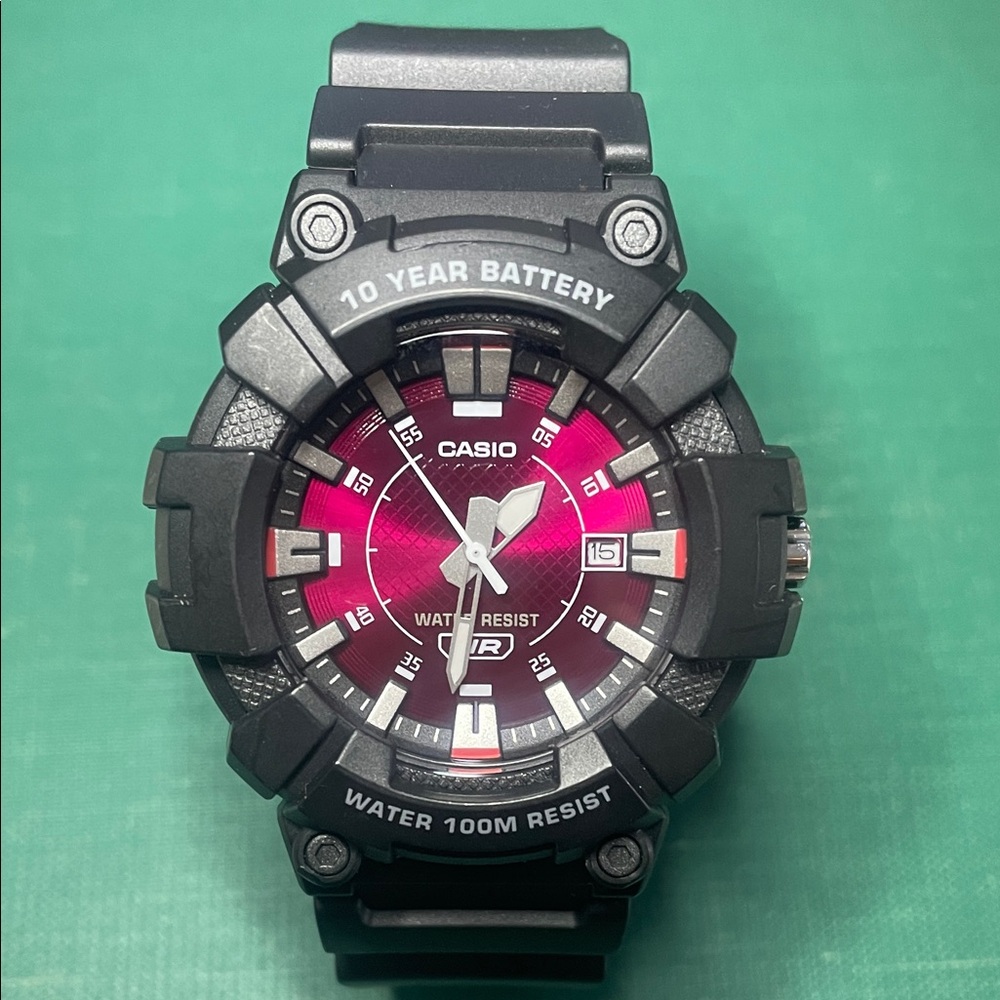 Casio MW 610H Black and Burgundy Watch